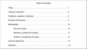 Propuesta: Tabla de Contenido